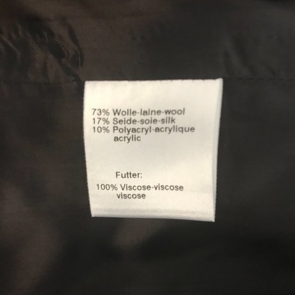 Akris Women's Size 10 Wavy Texture Wool Silk Asymmetrical Front Brown Jacket - Picture 8 of 9